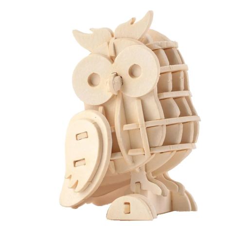 Wooden 3D Puzzle Owl 34 x 27 x 44 mm DIY Assembly Animal Model Handcrafted Miniature Decoration Gift for Children Teenagers and Adults
