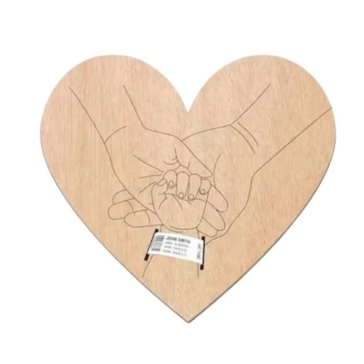 Wooden Commemorative Plaque 14.8 x 14.8 cm with Engraving Holes for Birth Details Gift for Newborn Room Decoration Lasting Memory