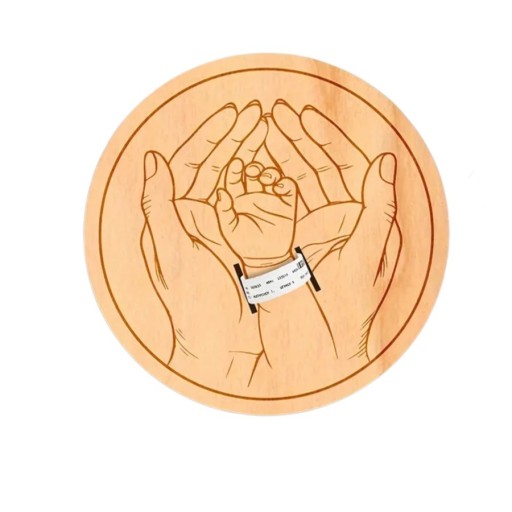 Wooden Commemorative Plaque 14.8 x 14.8 cm with Engraving Holes for Newborn Details Gift for Baby's Birth Decorative Keepsake for the Nursery