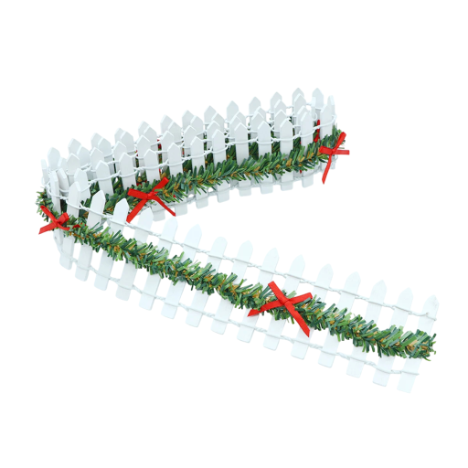 Wooden Fence with Green Wreath 5 x 90 cm Miniature Decoration for Diorama Modelling Miniature Garden and Creative Crafting