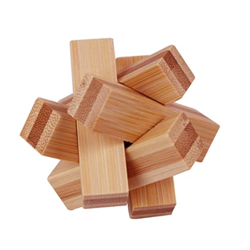 Wooden Logic Puzzle 4.5 x 4.5 cm Mini Pocket Puzzle Children's Wooden Jigsaw Relaxation Toy Spatial Logic Motor Skills