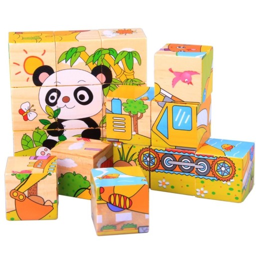 Wooden Picture Blocks 9 pcs