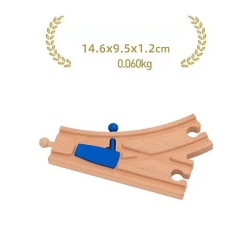 Wooden Split Track 14.6 x 9.5 x 1.2 cm Division of the Track into Two Directions Practical Component for Creating Branches and Expanding Wooden Train
