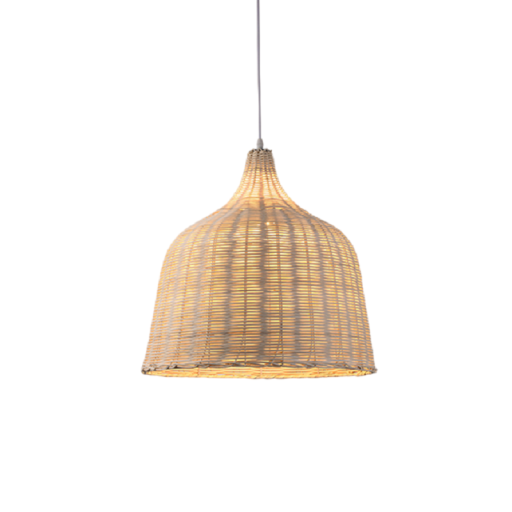 Woven Pendant Lamp E27 Bulb Handmade Wooden Hanging Chandelier Home Reed Decoration Handwoven Natural Light Fixture 26 x 26 cm