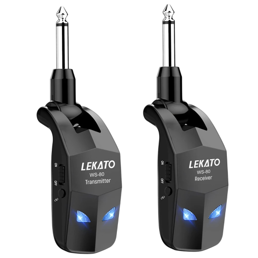 WS-80 Wireless Transmitter and Receiver Rechargeable with 220° Rotating Head Stable Sound Transmission Compatible with Most Musical Instruments