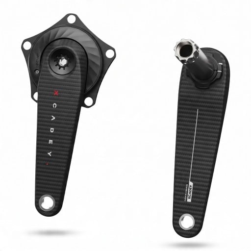 XCADEY VENTUS 17,25 cm Tehopolkimet Carbonikuitu 5 ruuvia 144 BCD Akseli 24 mm Musta Pyöräilyyn ja harjoitteluun