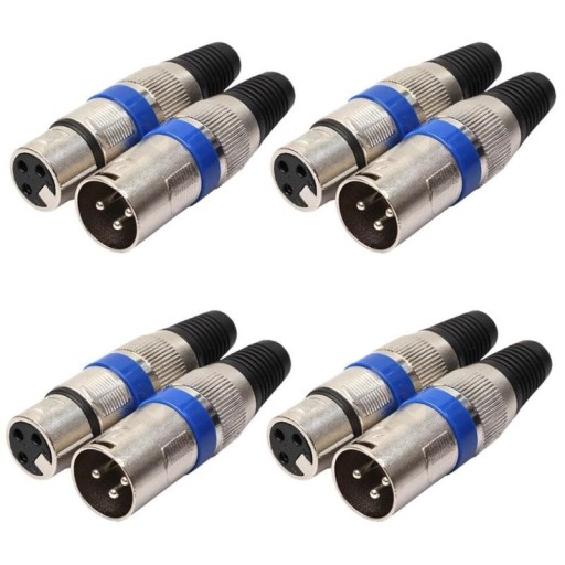 XLR 3pin Connector M/F 8 pcs