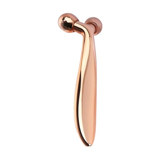 Y-formet metalmassageapparat til ansigt og krop. Løftende roterende kugler til reduktion af rynker. Afslappende massageværktøj til hele kroppen, 13 x 4,5 cm.