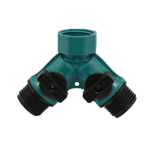 Y-Shaped Two-Way Valve with 3/4 Inch Thread ABS Plastic Splitter with Two Independent Shut-Off Levers Size 7.2 cm