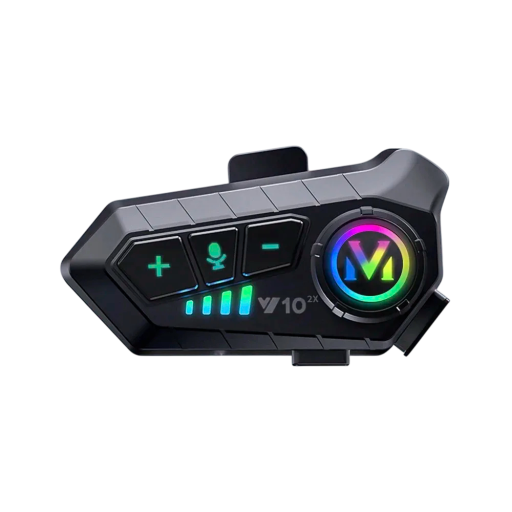 Y10 Motorcycle Intercom with Soft Microphone Bluetooth 5.3 IPX6 Up to 72 Hours Communication 300 m Voice Control Connection for 2 Phones