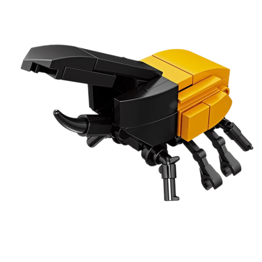 Yellow and Black Rhinoceros Beetle Construction Set 49 Pieces Folding Insect Model Distinctive Horn Creative Construction Set For Fun Assembly and Display