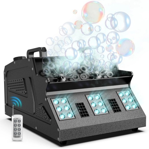 Yiflamefly Bubble and Fog Machine 3-in-1 RGB LED Effect and DMX Control 1500 W Plastic Black For Weddings Parties and DJ Shows Stage Effect