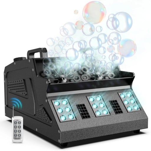 Yiflamefly maszyna do baniek i mgły 3w1 efekt RGB LED i sterowanie DMX 1500 W plastikowa czarna na wesela imprezy i pokazy DJ
