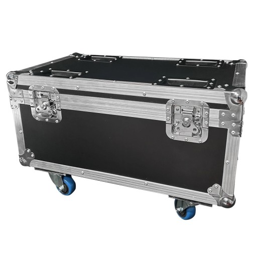 Yiflamefly Zwarte Transportkoffer voor 4 Stuks COB Par 200 W Reflectoren met Schuimvulling, Wieltjes en Afneembaar Deksel voor Podia en DJ