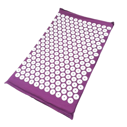 Yogamassagemat met grote acupressuurpunten voor nek, rug en voeten. Ontspanningsmat voor thuismassage en meditatie.