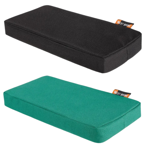 Zachte zitting voor de achterdrager van de fiets 32 × 15,5 × 3,5 cm schuimvulling afneembaar wasbaar met bevestiging door middel van bevestigingsbanden voor kinderen
