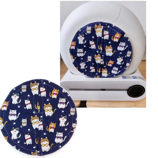 Záclona na kočičí toaletu s motivem koček s mašličkami 25 cm textilní tmavě modrá kryt vstupu pro domácí použití