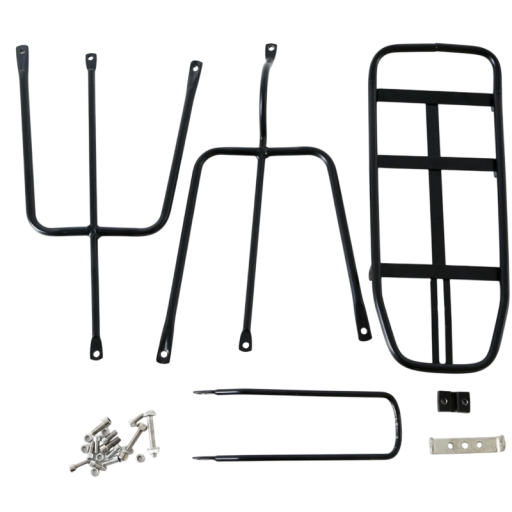 Zadni nosič na rower z aluminium i stali wymiary 40 x 40 x 40 cm czarny uchwyt bagażowy z regulowanymi wspornikami dla rowerzystów