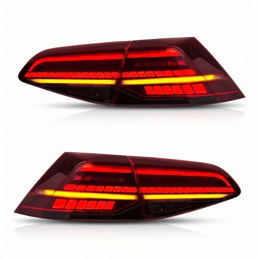 Zadní světla s dynamickým blinkrem, sada 4 dílů, LED plug and play, kouřová červená, pro VW Golf 7 a Golf 7.5 hatchback 2013–2020