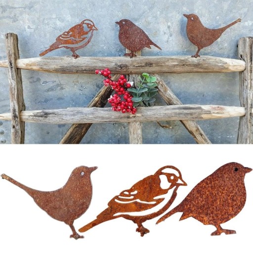 Záhradná kovová dekorácia vtáčik