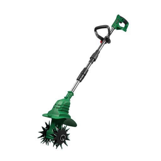 Zahradní skládací kultivátor rotační kypřič půdy 130 x 17 cm 21 V 1800 W 900 ot/min zelený plečka na záhony a zahradu bez baterie