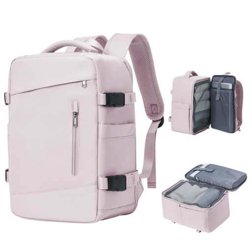 Zaino da viaggio in nylon impermeabile 40 x 20 x 25 cm Tasca impermeabile Tasca laterale per bottiglia Doppia zip Bagaglio a mano Zaino