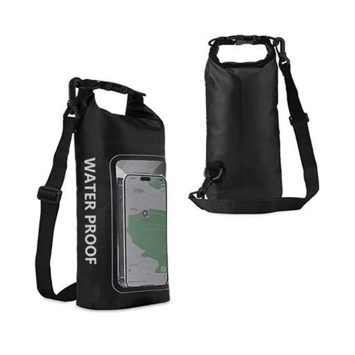 Zaino impermeabile asciutto 2l PVC 34,5×13,5×7,5 cm con schermo touch per cellulare per nuoto, kayak, rafting, trekking, surf e sport acquatici