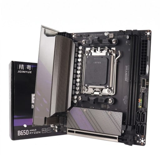 Základná doska 17 x 17 cm ITX s paticou AM5 a čipsetom B650 pre AMD Ryzen 7000 s DDR5 až 96 GB 2x M.2 NVMe PCIe 4.0 a 2,5Gb LAN čierna