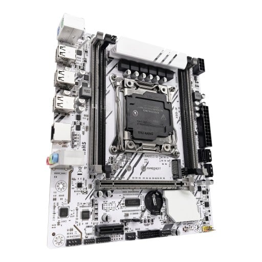 Základná doska 216 x 190 mm X99 s paticou LGA 2011-3 pre Intel Xeon E5 V3 a V4 so 4 slotmi DDR4 až 128 GB a M.2 NVMe biela bez procesora