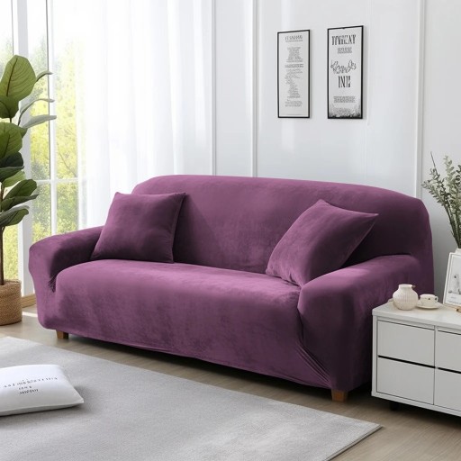 Zamatový poťah na pohovku 4miestny 235x300 cm Elastický poťah na gauč Farebný poťah na rohovú sedačku do obývacej izby