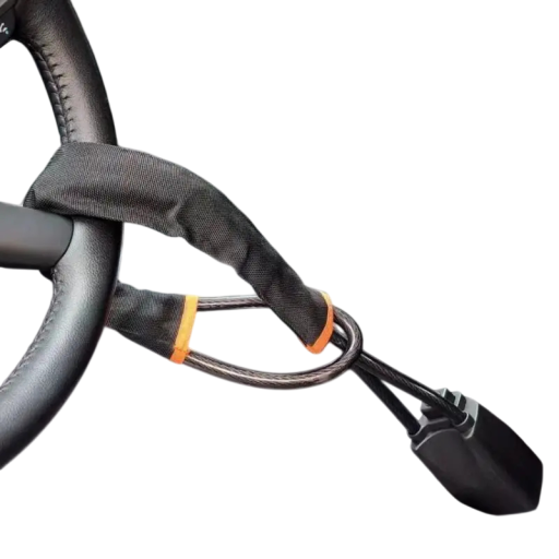 Zámek volantu do auta s lankem 66,5 cm mechanický bezpečnostní zámek na klíč pro zabezpečení volantu automobilu