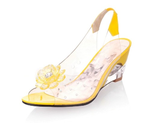 Zapatos de salón transparentes para mujer con flor