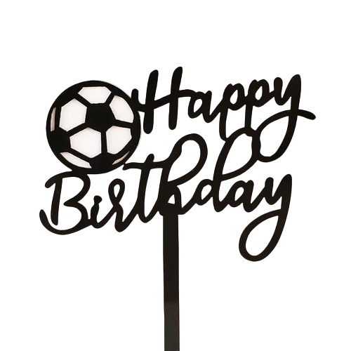 Zapichovacia dekorácia na tortu Happy Birthday Futbalová lopta 11,5 cm Akrylová dekorácia na tortu pre futbalových nadšencov