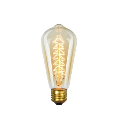 Žárovka s vánočním stromkem ST64 Patice E27 40 W 220 V Úhel svícení 360° Jantarové sklo Rozměry 142 x 64 mm Do lustru i závěsného svítidla