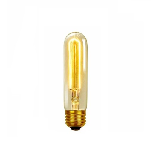 Žárovka s vláknem T10 E27 40 W Úhel vyzařování 360° Průměr 30 mm a délka 125 mm Napětí 220 V Jantarové sklo Do lustru a stolní lampy