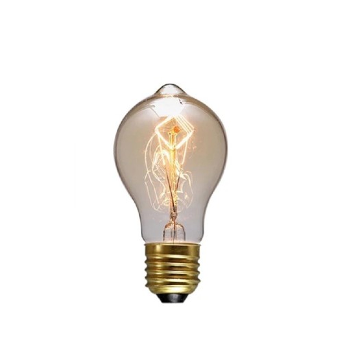 Žárovka se spirálou A19 Klasický tvar Patice E27 40 W 220 V Úhel svícení 360° Jantarové sklo Rozměry 111 x 60 mm Do lustru i závěsné lampy