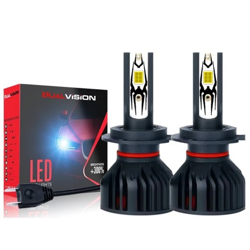 Žárovky LED 9005 HB3 do auta Dvojice s čipy 5570 CSP 3,5 x 7,5 x 1,4 cm Černé tělo a červený kroužek Bílá 6000 K Místo halogenů 9005