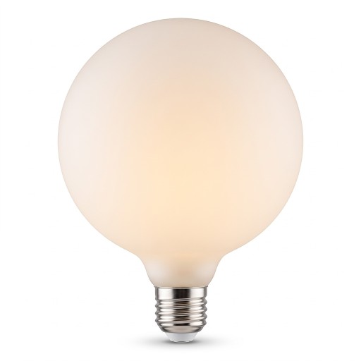 Żarówka LED G125 w kształcie kuli Mlecznobiała nieprzezroczysta bańka 16,4 x 12,5 cm Złącze gwintowe Neutralne białe światło Do lamp i opraw oświetleniowych
