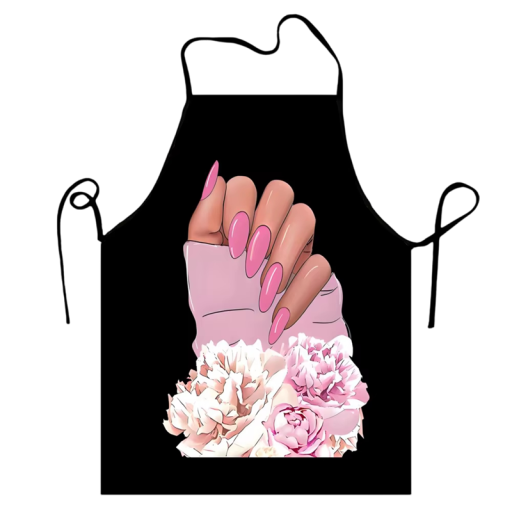 Zástępy dla dorosłych 50x75 cm Bez rękawów Fartuch kuchenny z motywem paznokci Kosmetyka Gotowanie Ochrona odzieży Zawiązywanie na szyi