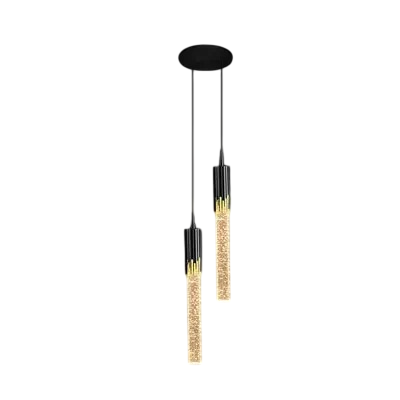 Závesné LED svietidlo so 2 akrylovými trubicami a bublinkovým efektom v Nordic štýle, 6 W, priemer trubice 3,5 cm, do spálne alebo jedálne