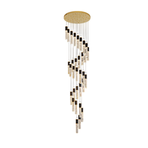 Závesný LED luster s 32 bublinkovými sklenenými sviecami 30 x 4 cm, základňa 50 x 300 cm dĺžka lustra, teplé biele stmievačné svetlo