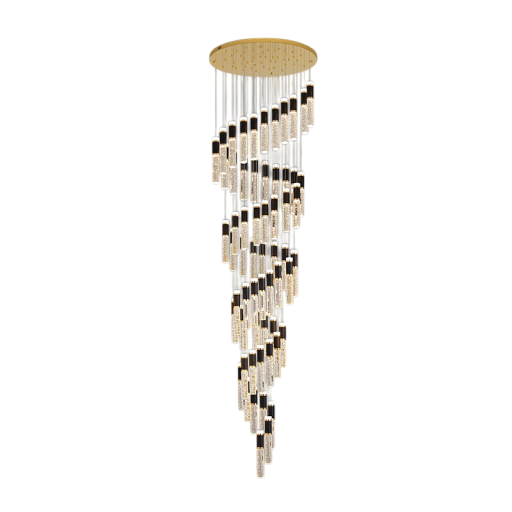 Závesný LED luster s 60 bublinkovými sklenenými sviecami 30 x 4 cm, základňa 80 x 700 cm dĺžka lustra, teplé biele stmievačné svetlo