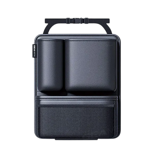 Závěsný organizér do auta na sedačku 38 x 32 cm 3 přihrádky síťová kapsa Úložný pořadač z umělé kůže Praktický doplněk interiéru
