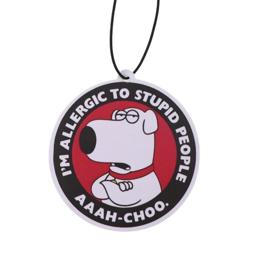 Závěsný osvěžovač vzduchu do auta Brian Family Guy nápis voňavý přívěsek bílý s barevným potiskem dekorace interiéru