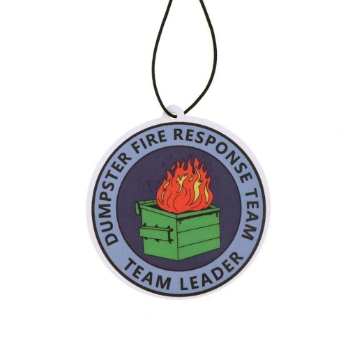 Závěsný osvěžovač vzduchu do auta hořící popelnice nápis voňavý přívěsek barevný dekorace interiér auta závěsný doplněk