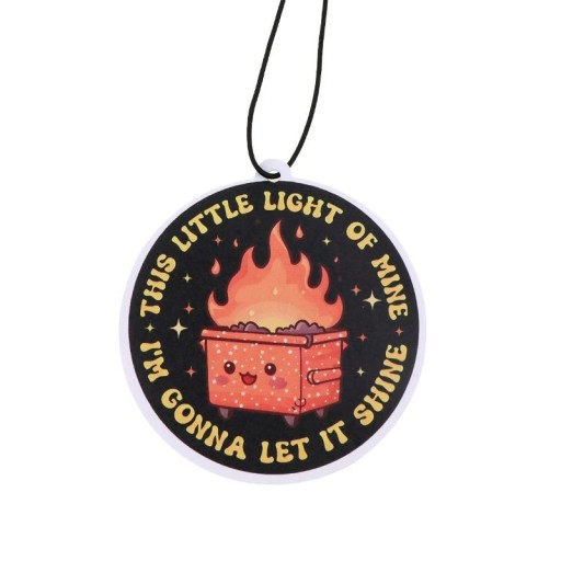 Závěsný osvěžovač vzduchu do auta s potiskem textu a ohně voňavý přívěsek aromaterapie černý kulatý doplněk do interiéru vozu