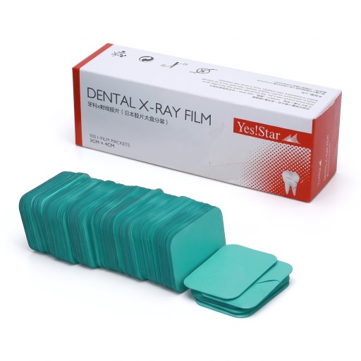 Zębowy film rentgenowski wewnątrzustny 3 × 4 cm 100 szt./opak HD turkusowy do stomatologii, radiowizjografii i aparatów cyfrowych