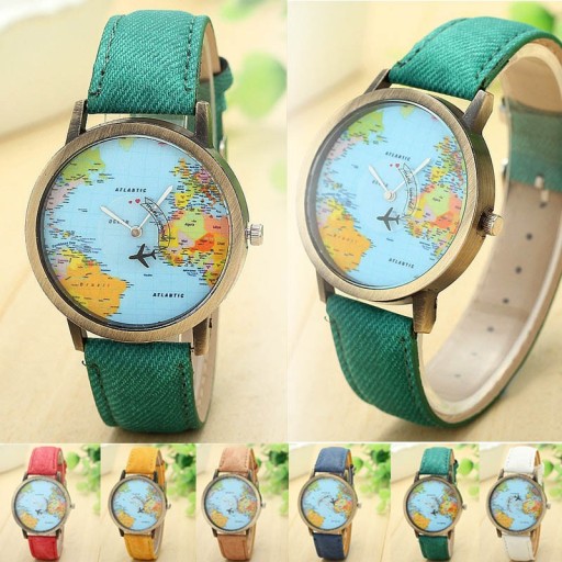 Zegarek damski z mapą świata J3114