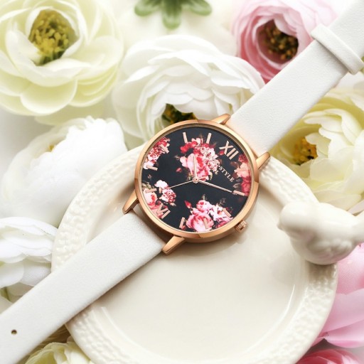 Zegarek damski z tarczą w kształcie kwiatka J3193