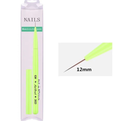 Zelený kosmetický štětec na nehty 12 mm NailBrush 2023 pro 3D kresby a nehtové umění, profesionální i domácí použití